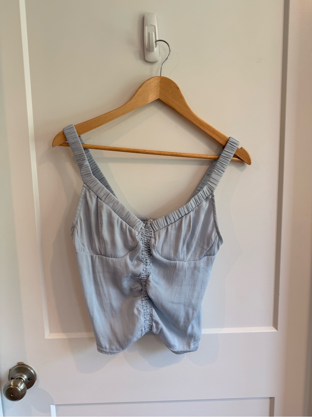 Free People Light Blue Ruched Front Tank Top size Large